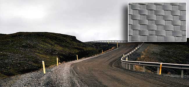 highway road with stabilization fabric underneath