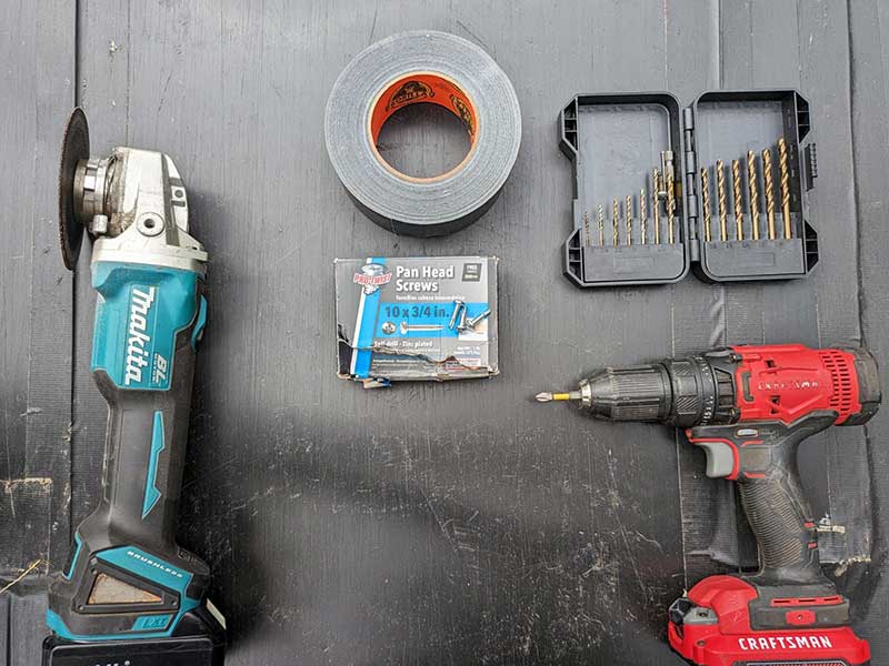 Tools required to install the dump box liner