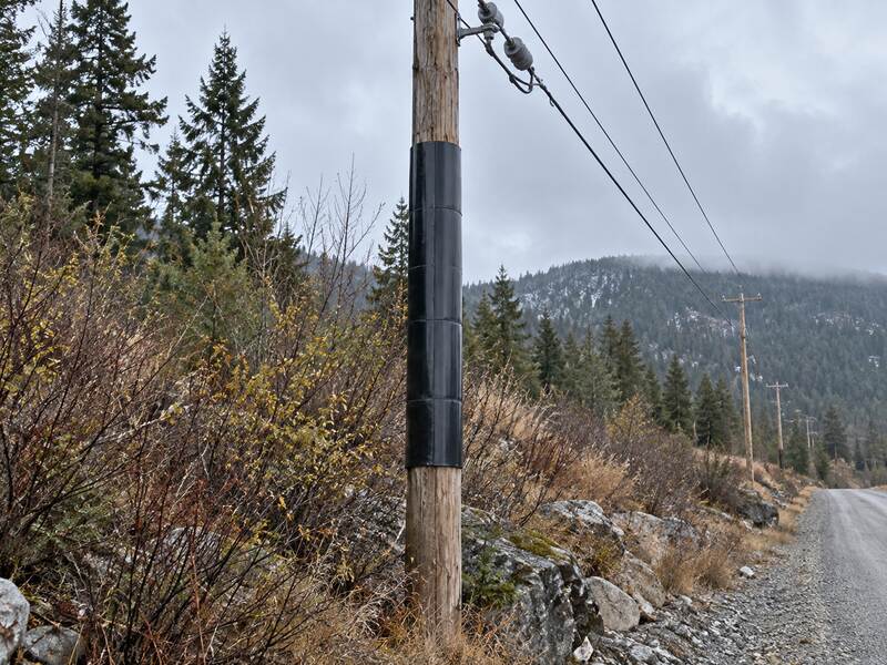 Pole wrapped in HDPE in mountain area