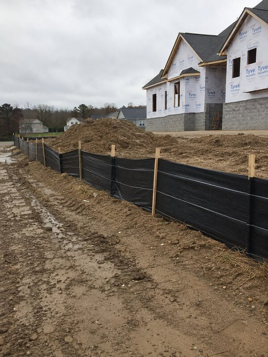 Silt fence for erosion control at a construction site
