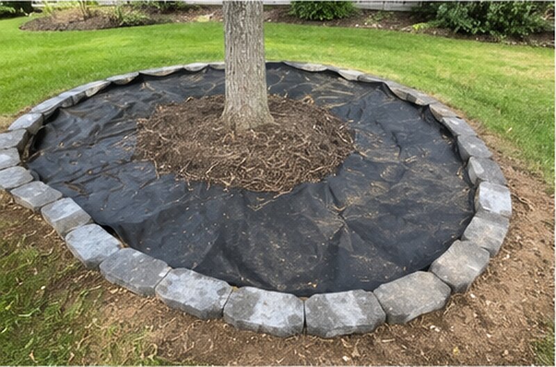 Filter fabric around a tree ring
