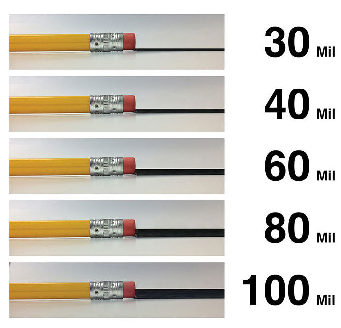 comparison of the different thicknesses of trench liner.