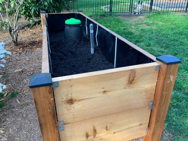 Cedar planter lined with HDPE plastic